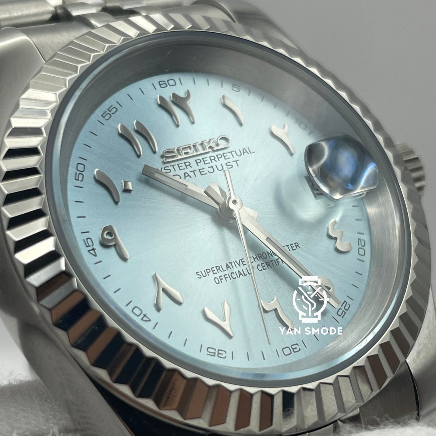 Date Just Arabic Dial Light Blue