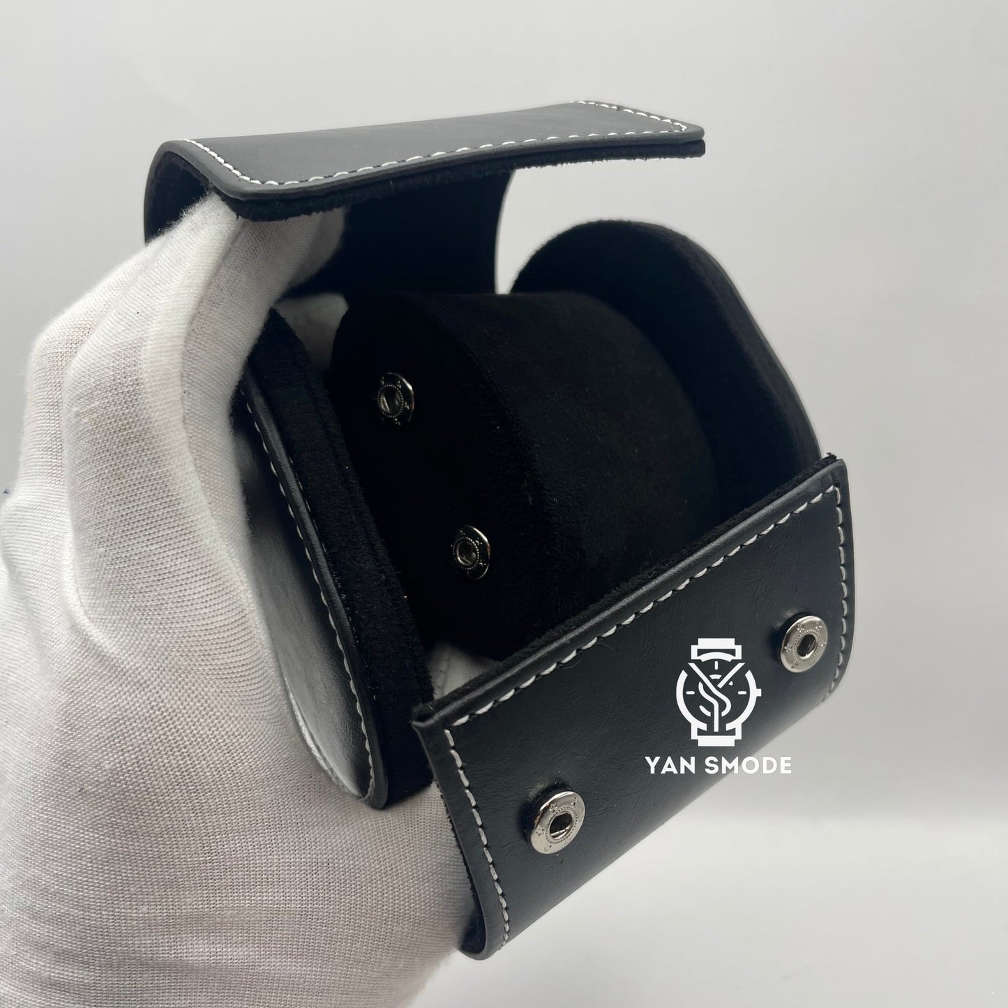 Black Leather Box Two Openings