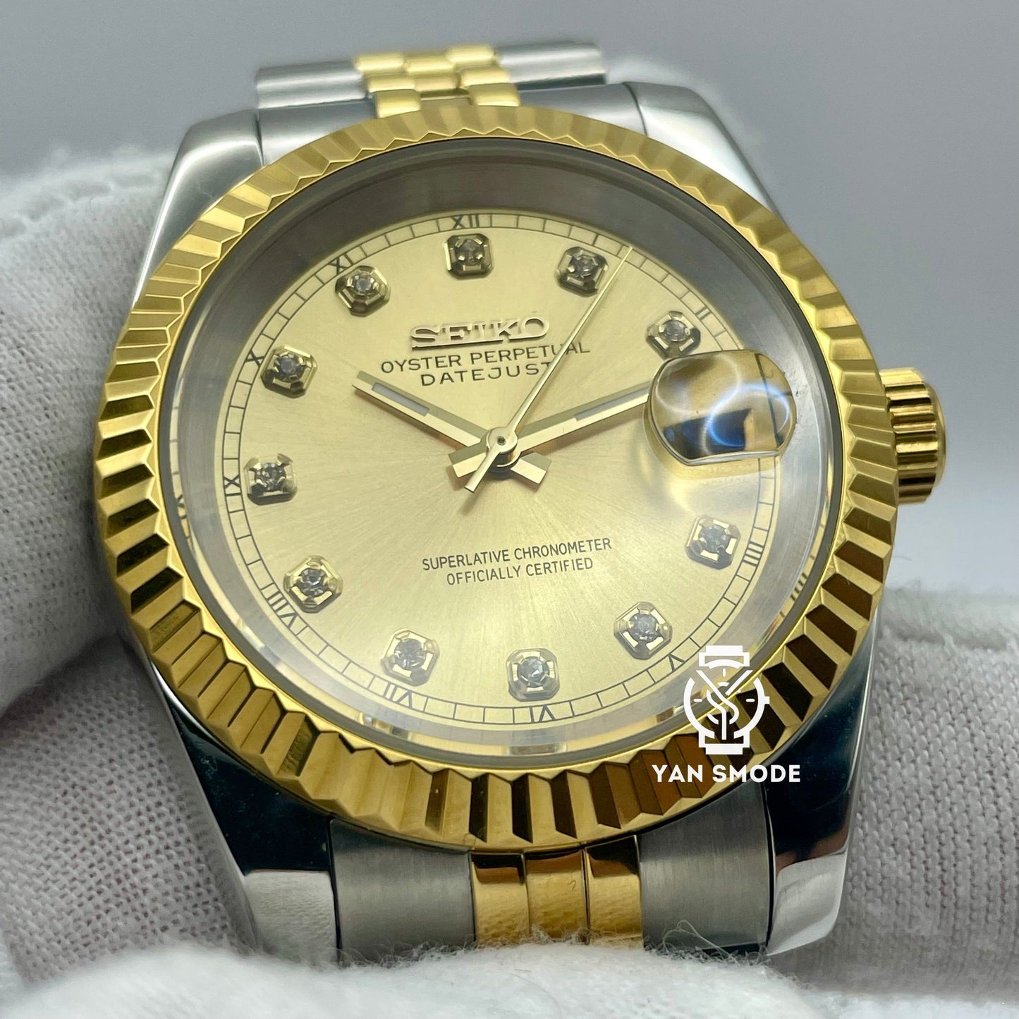 Date Just Yellow Gold Decorated with Diamonds