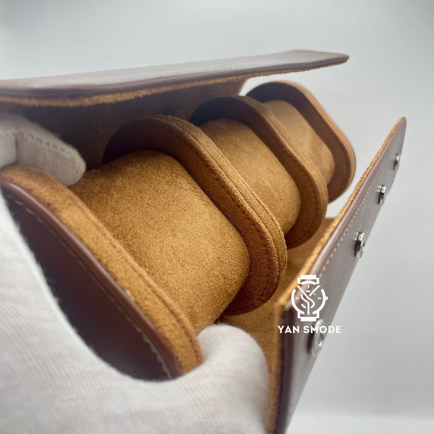 Brown Leather Box with Two Openings