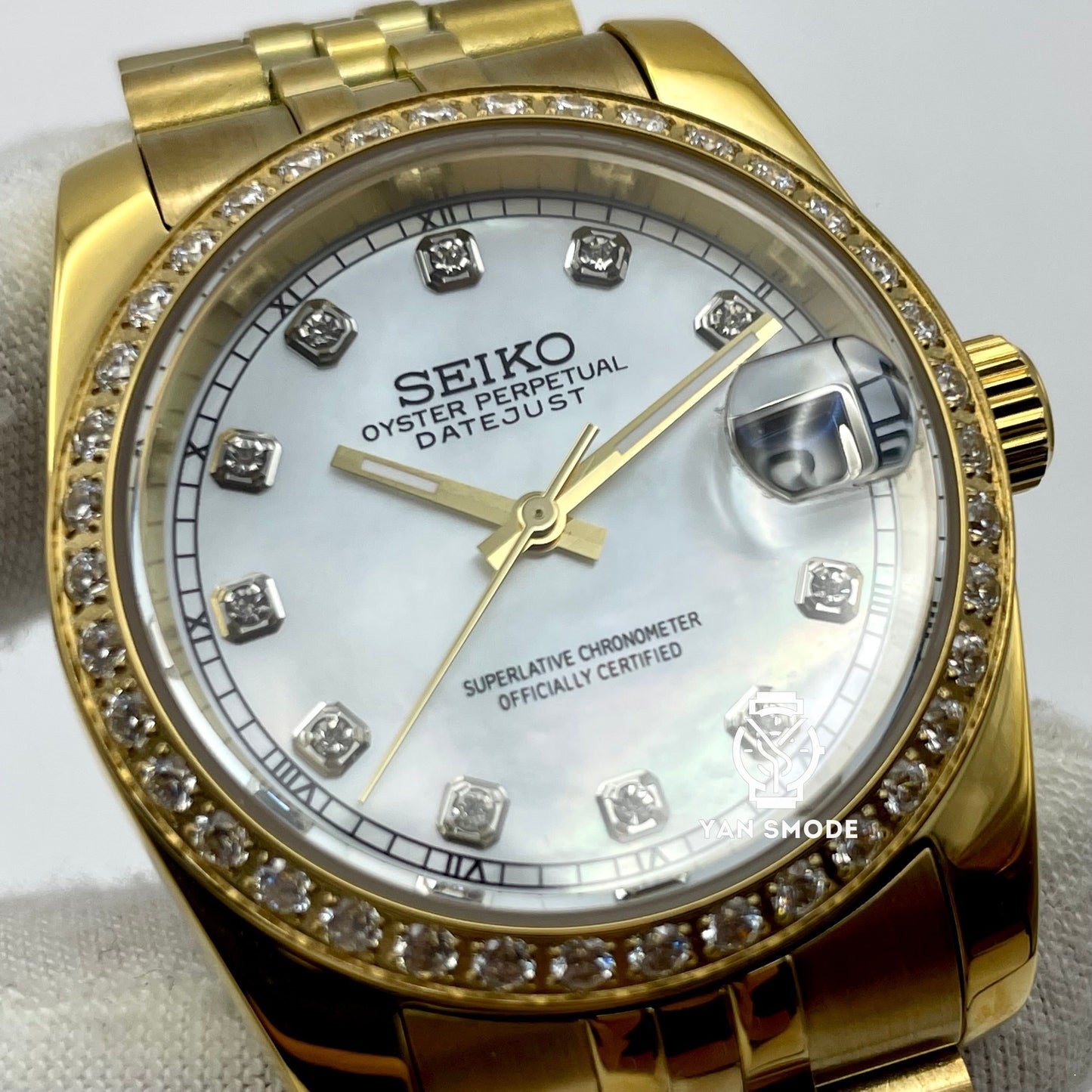 Date Just Yellow Gold Decorated with Diamonds