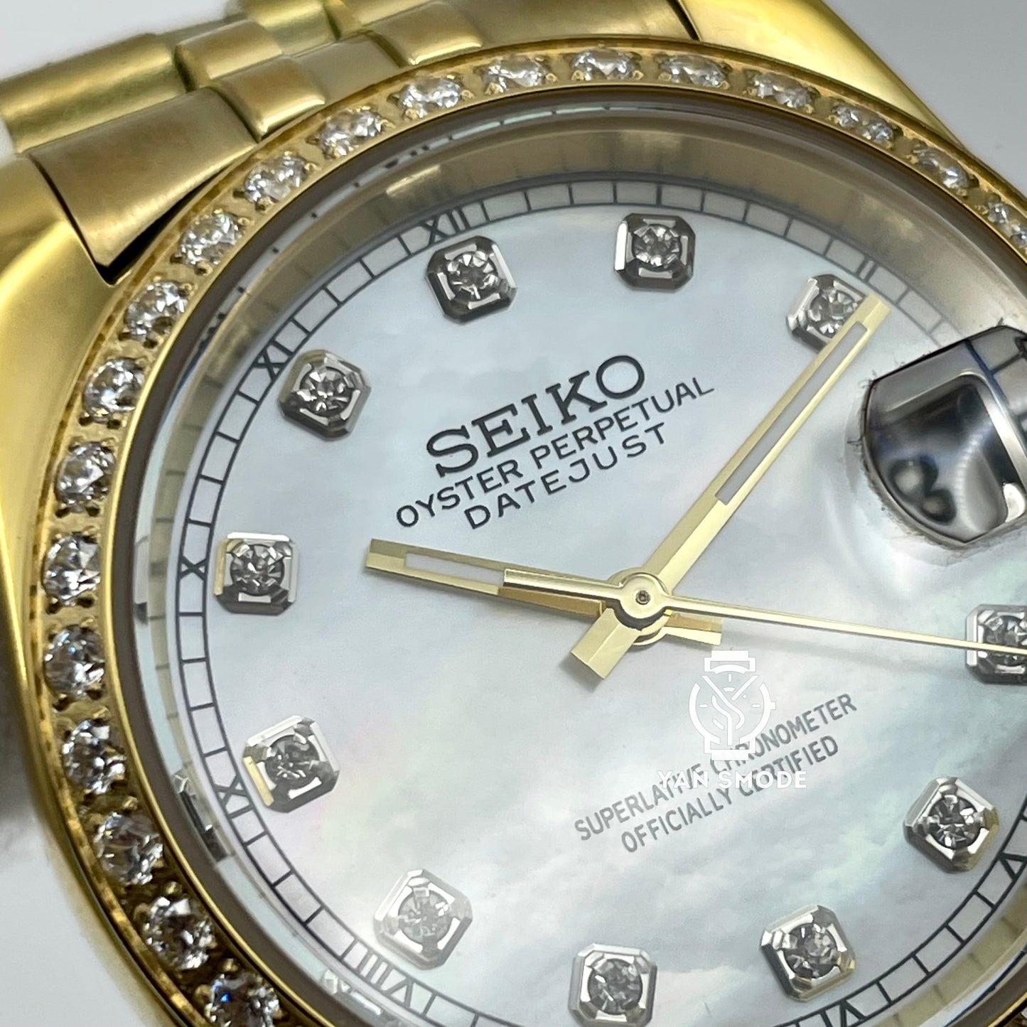 Date Just Yellow Gold Decorated with Diamonds