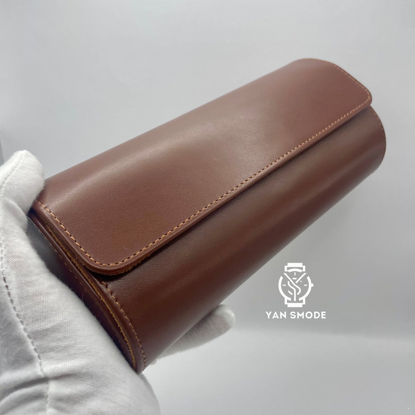 Brown Leather Box with Two Openings