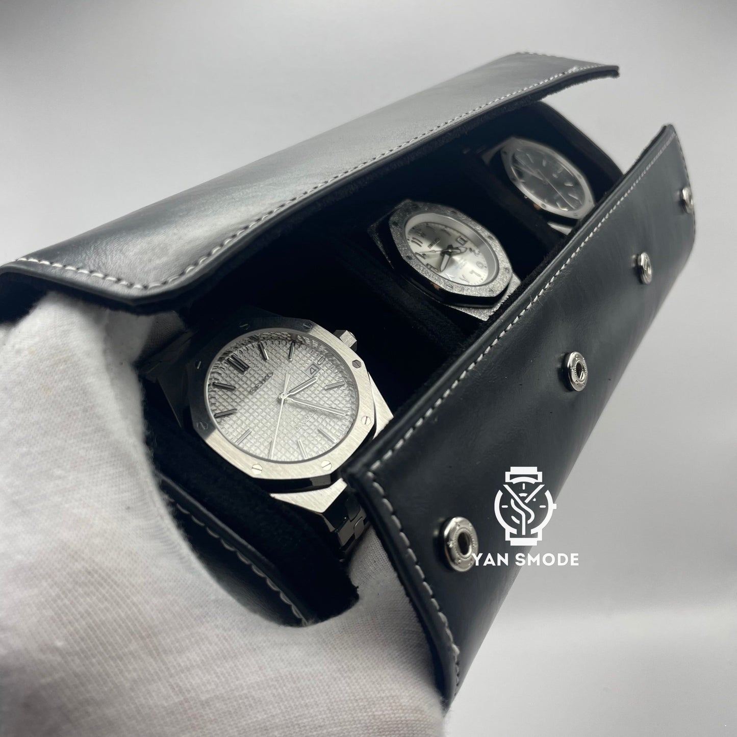 Black Leather Box Two Openings
