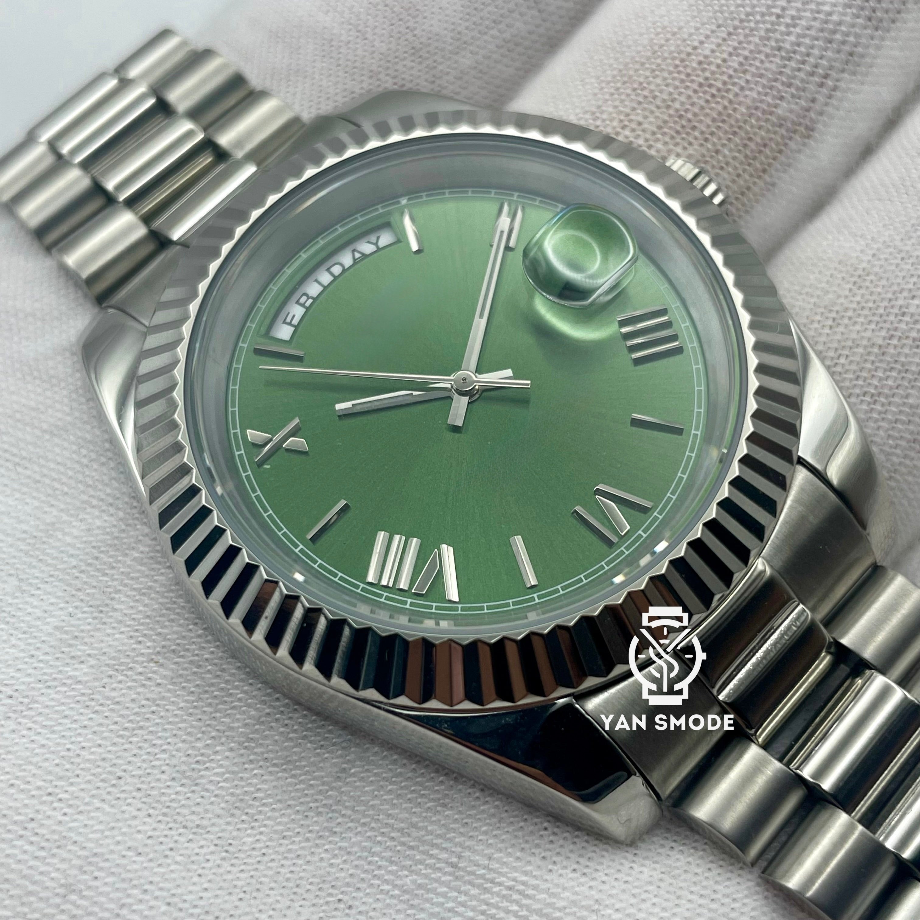 Seiko Mod Custom Watch | Day Date Olive Green, Automatic Watch