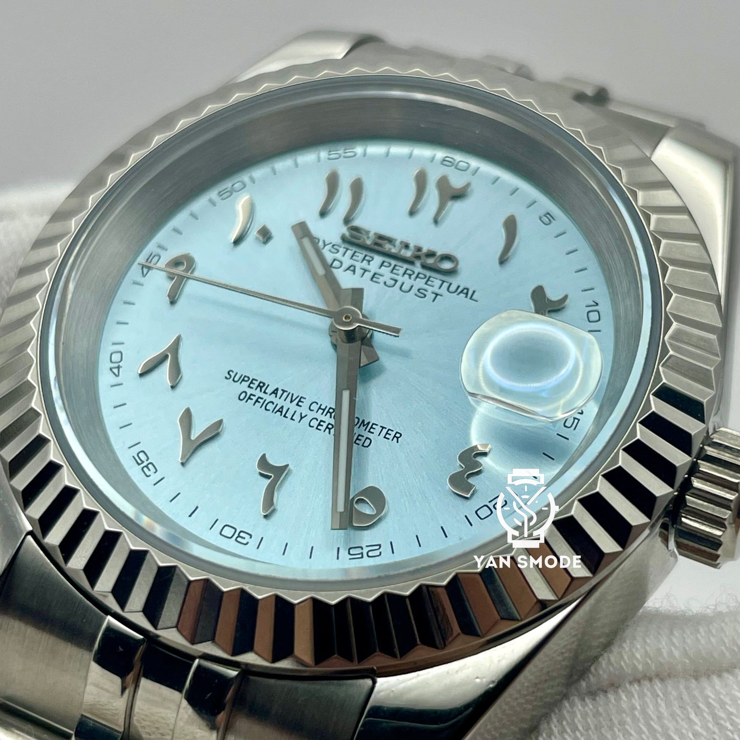 Date Just Arabic Dial Light Blue