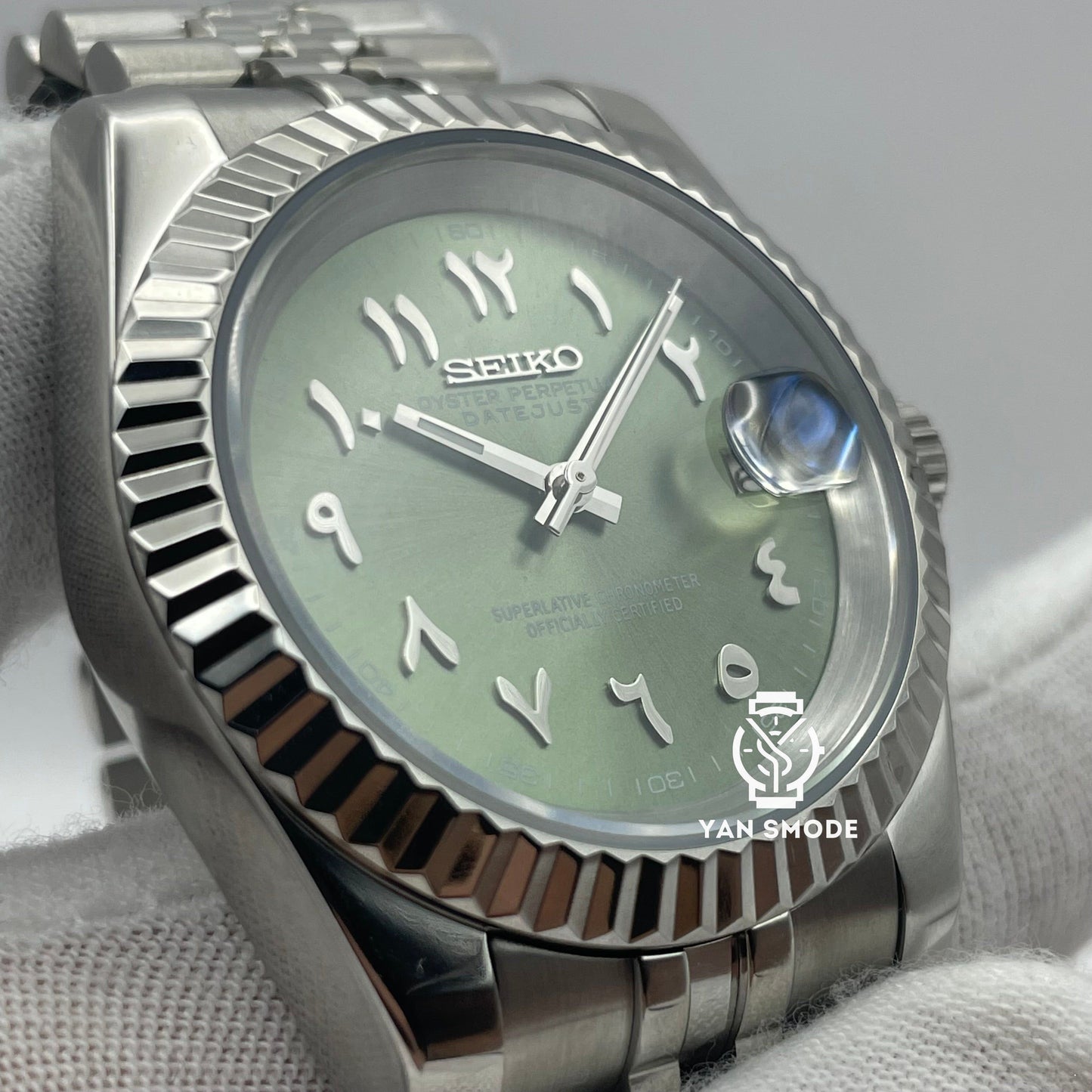 Date Just Arabic Dial Green Khaki