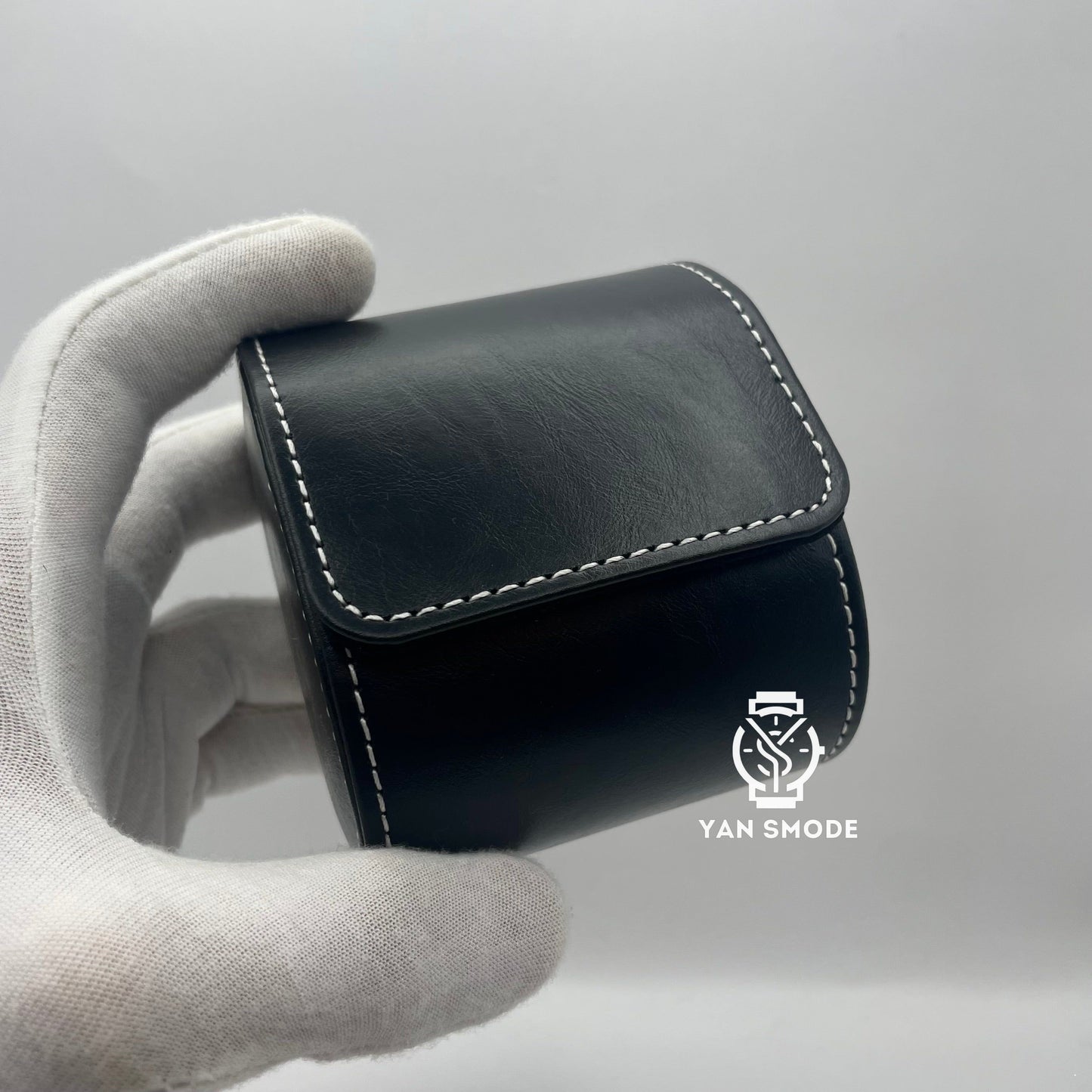 Black Leather Box Two Openings