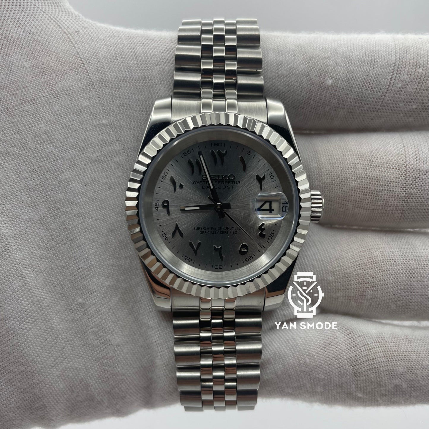 Date Just Arabic Dial Grey