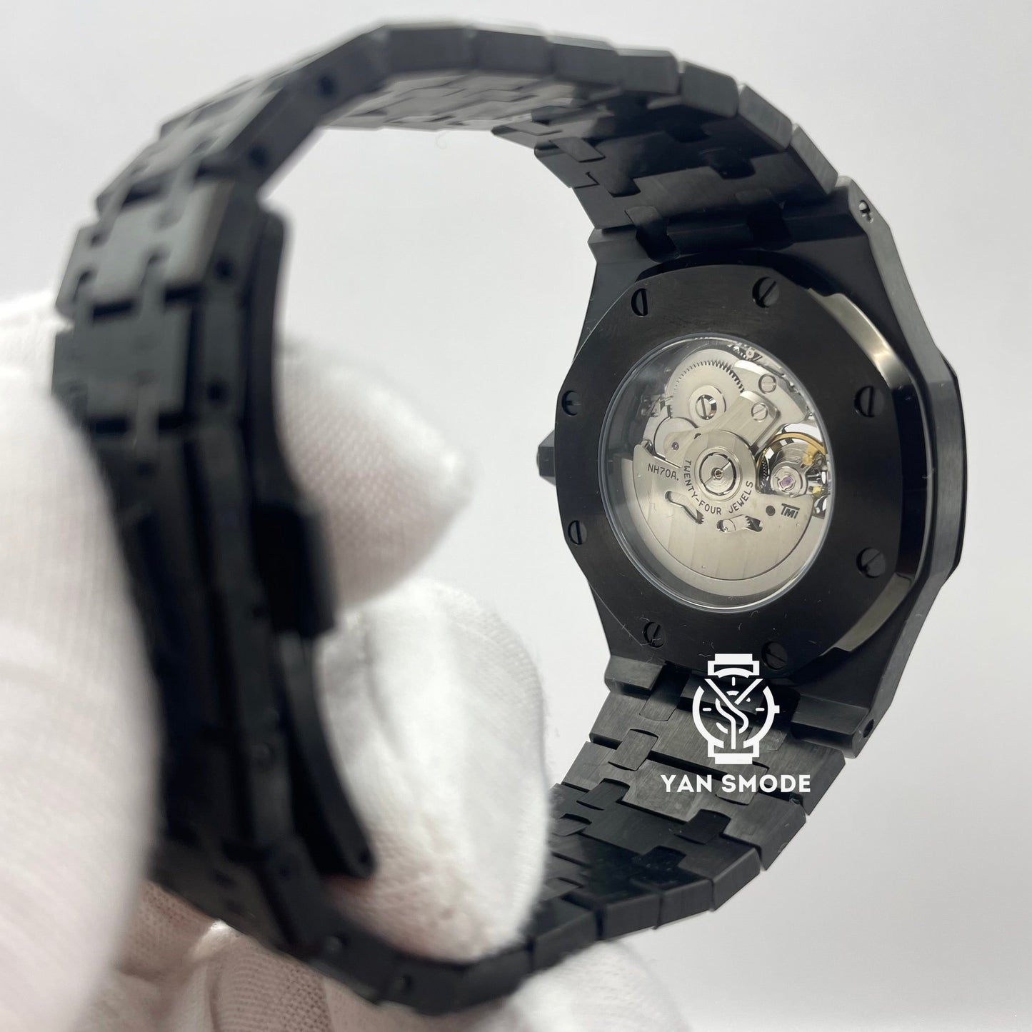 Royal Oak Black Skeleton Gold