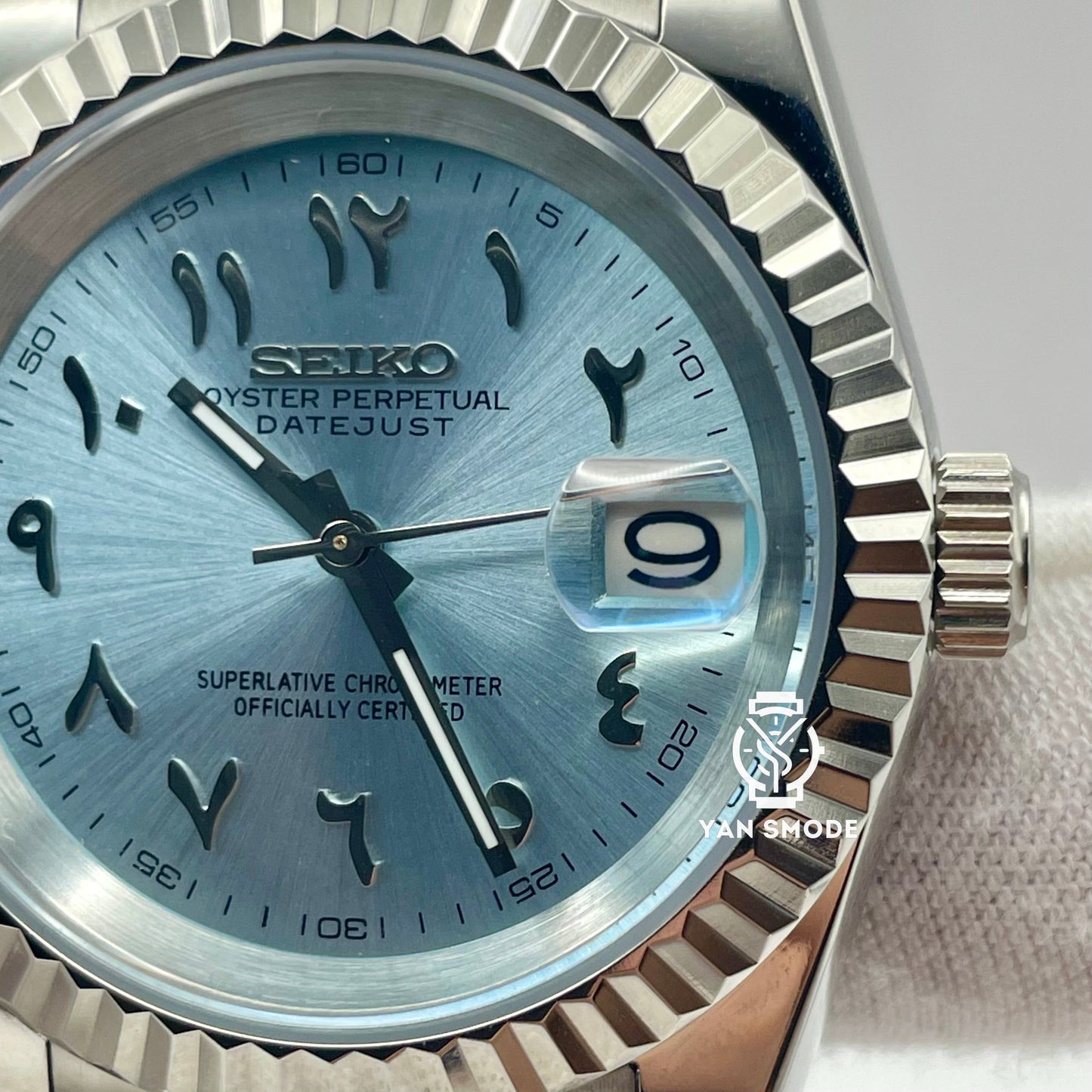 Date Just Arabic Dial Light Blue