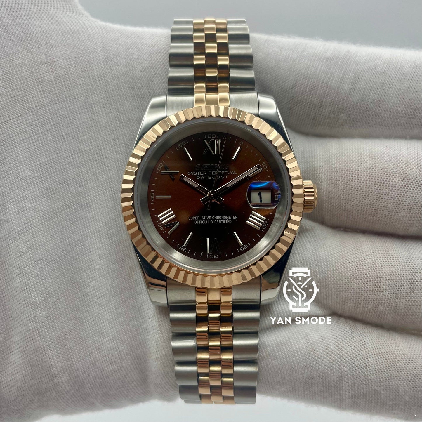 Date Just Brown Rose Gold