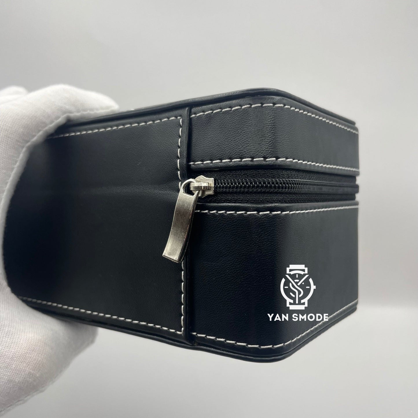 Black Leather Box White Velvet