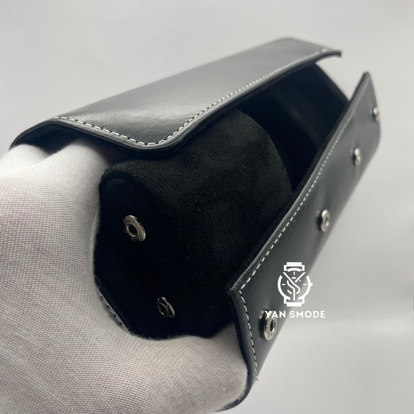 Black Leather Box Two Openings