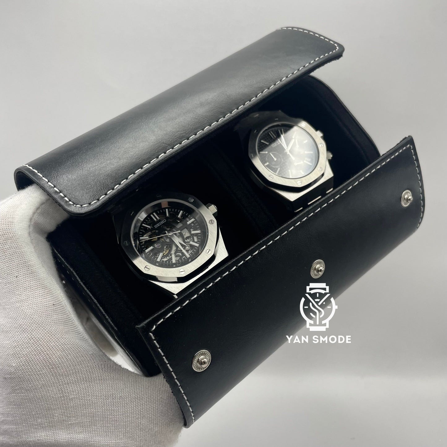 Black Leather Box Two Openings