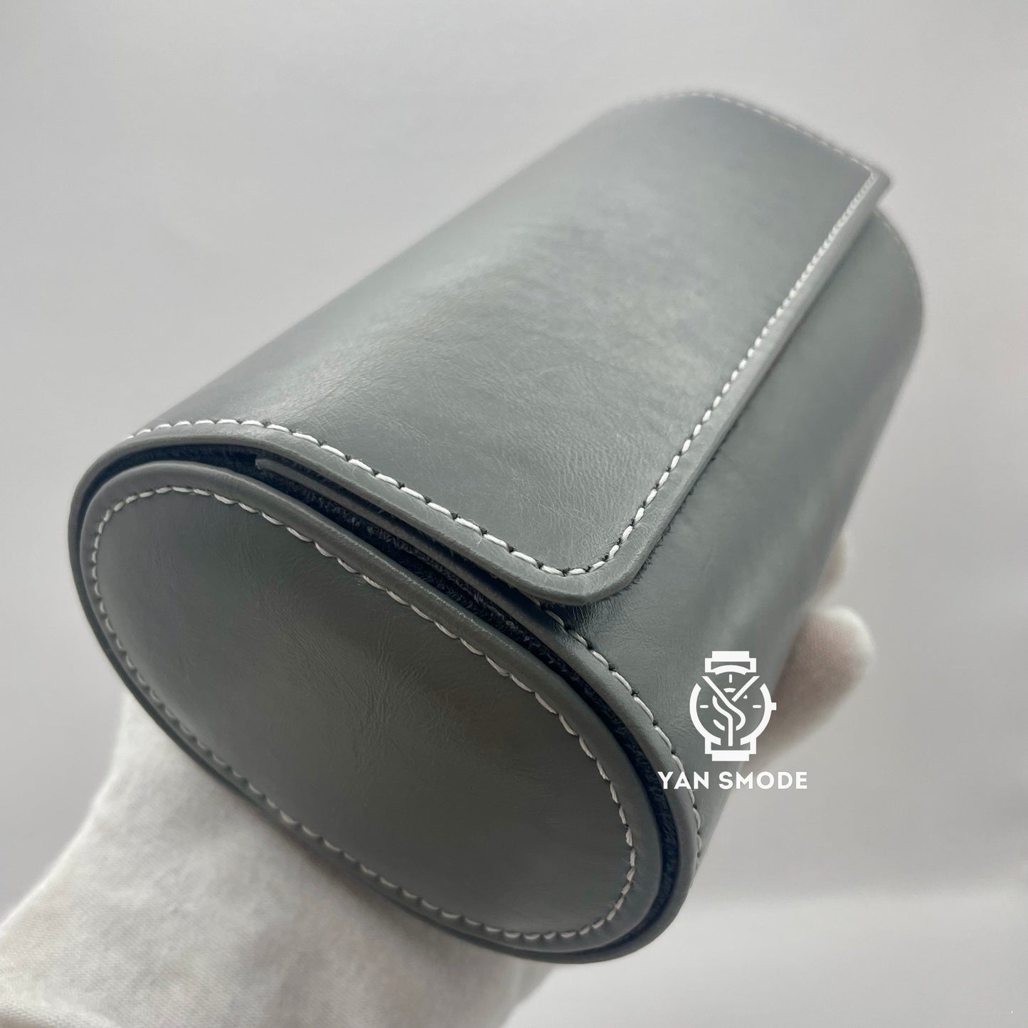 Boite Cuir Gris Deux Ouvertures