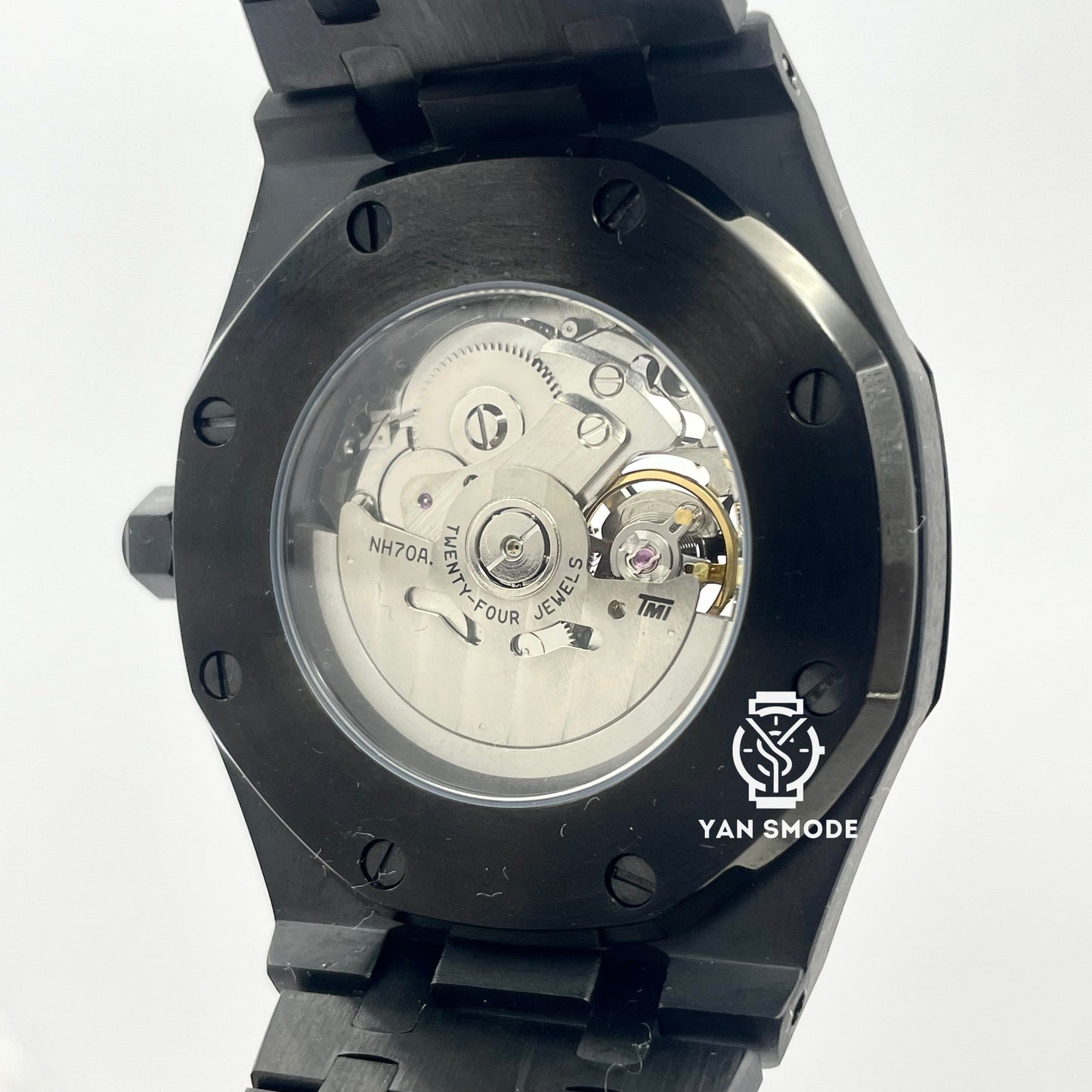 Royal Oak Black Skeleton Gold