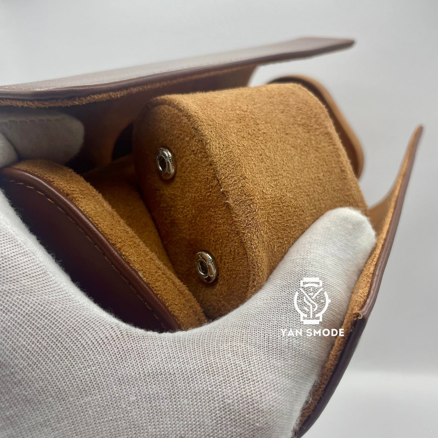 Brown Leather Box with Two Openings