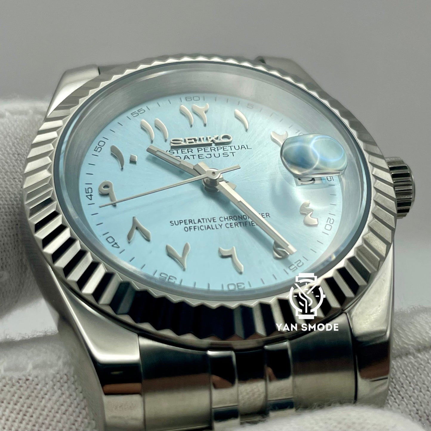 Date Just Arabic Dial Light Blue