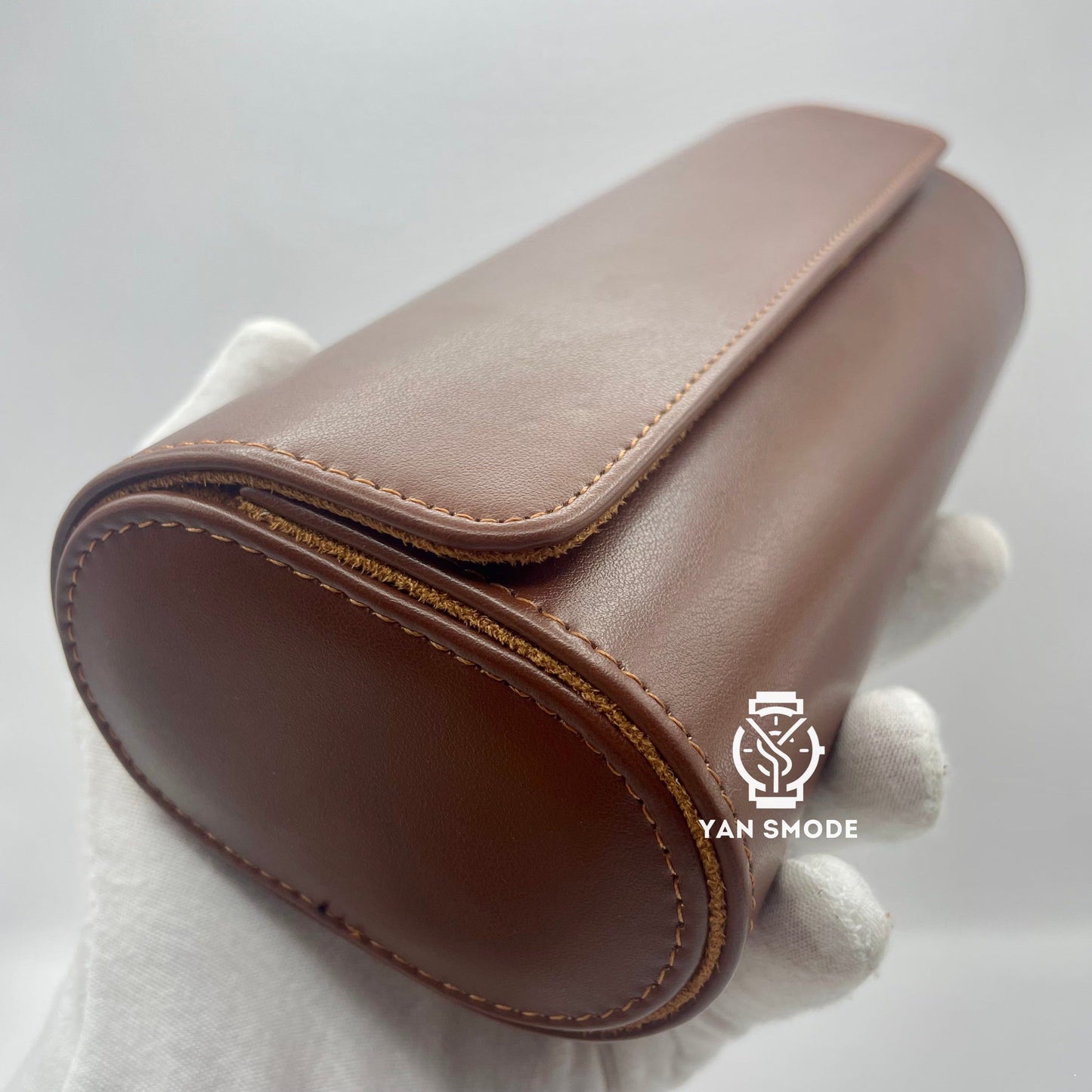 Brown Leather Box with Two Openings