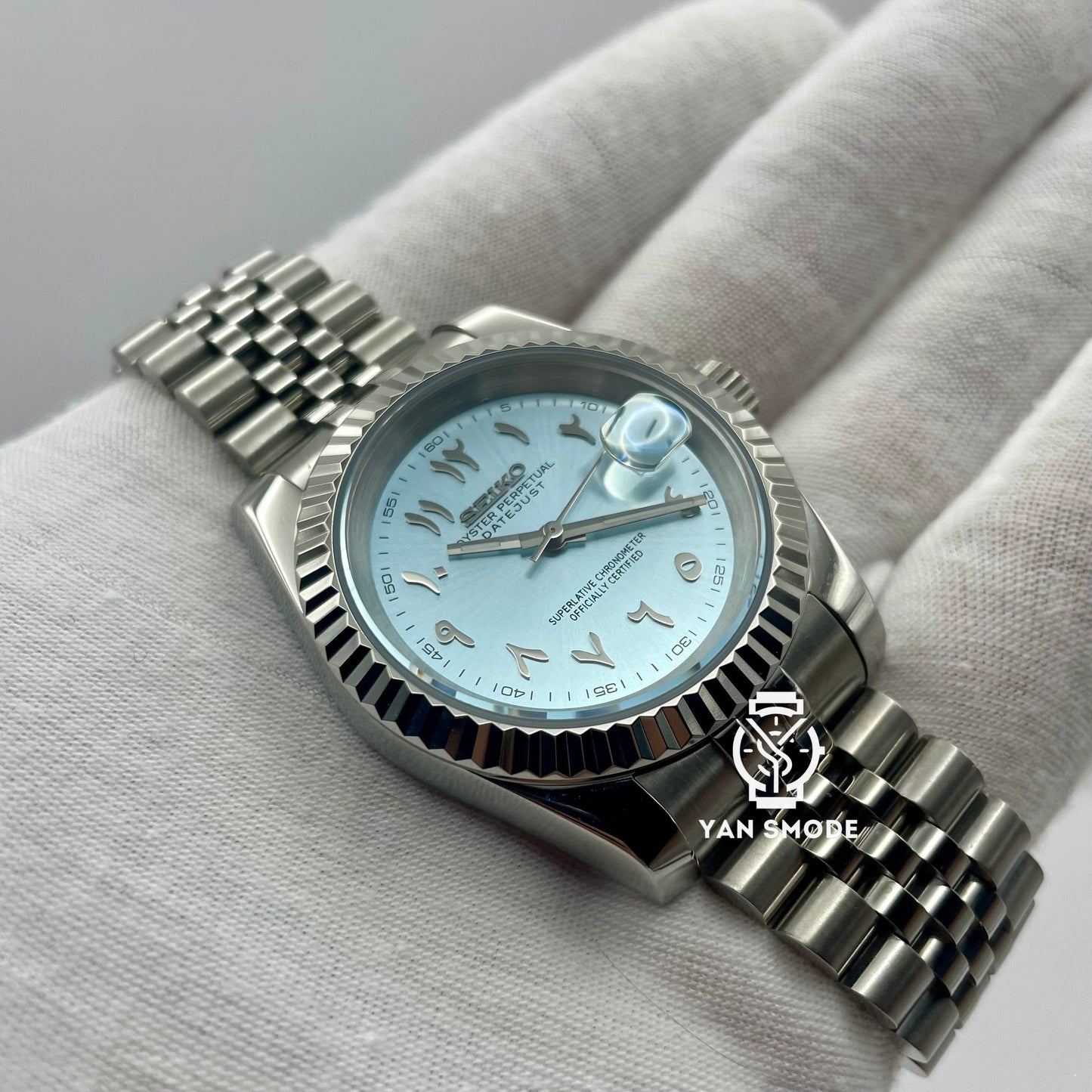 Date Just Arabic Dial Light Blue