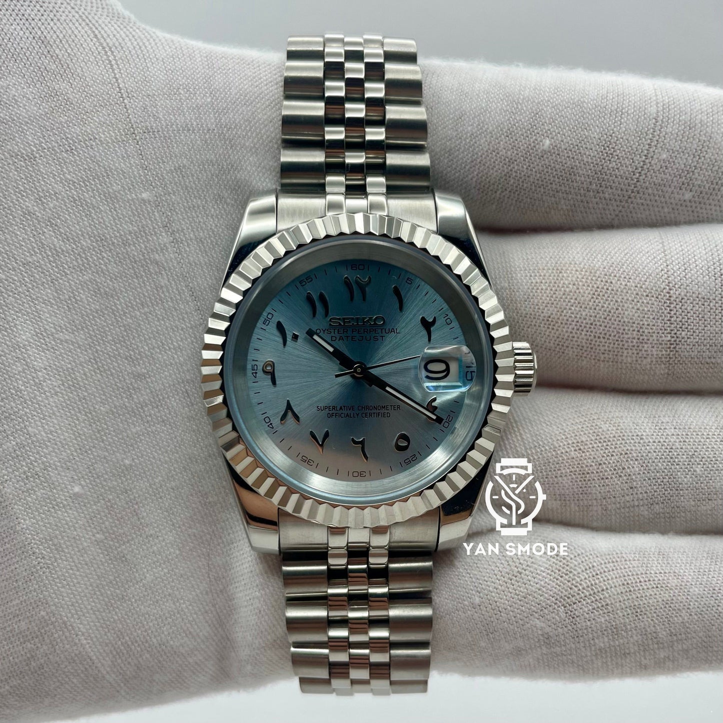 Date Just Arabic Dial Light Blue