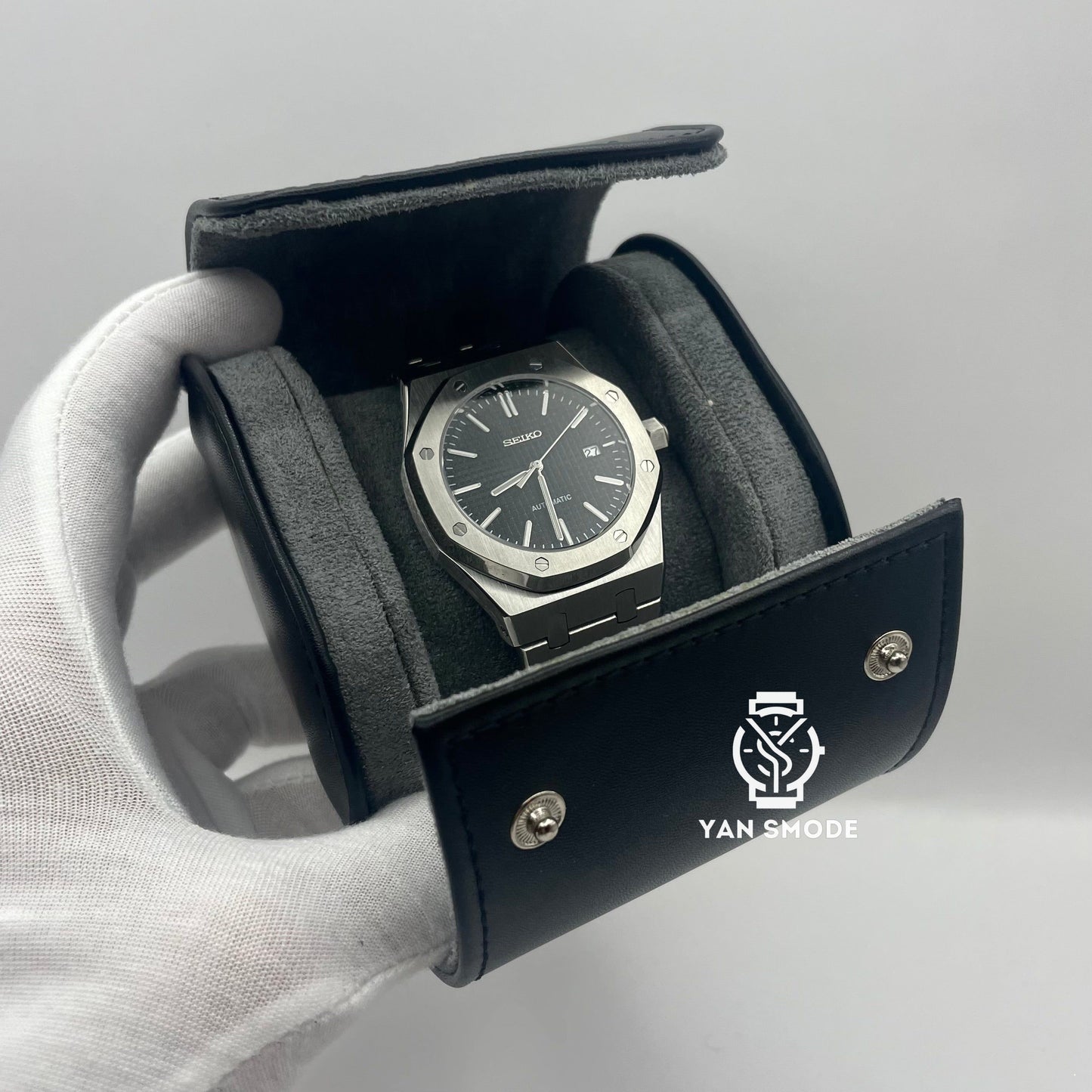 Boite Cuir Noire Deux Ouvertures - Yan Smode