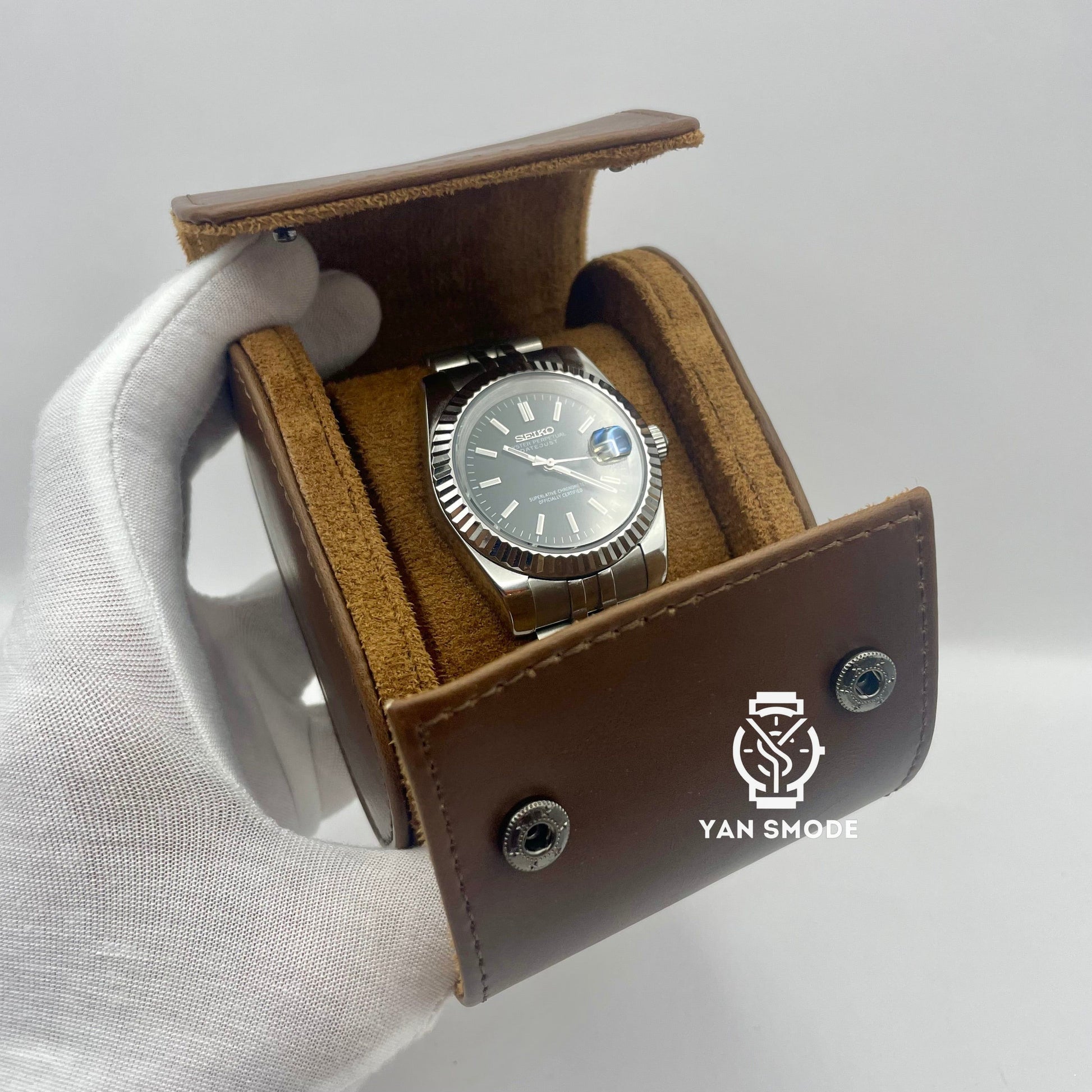 Boite Cuir Marron Deux Ouvertures - Yan Smode