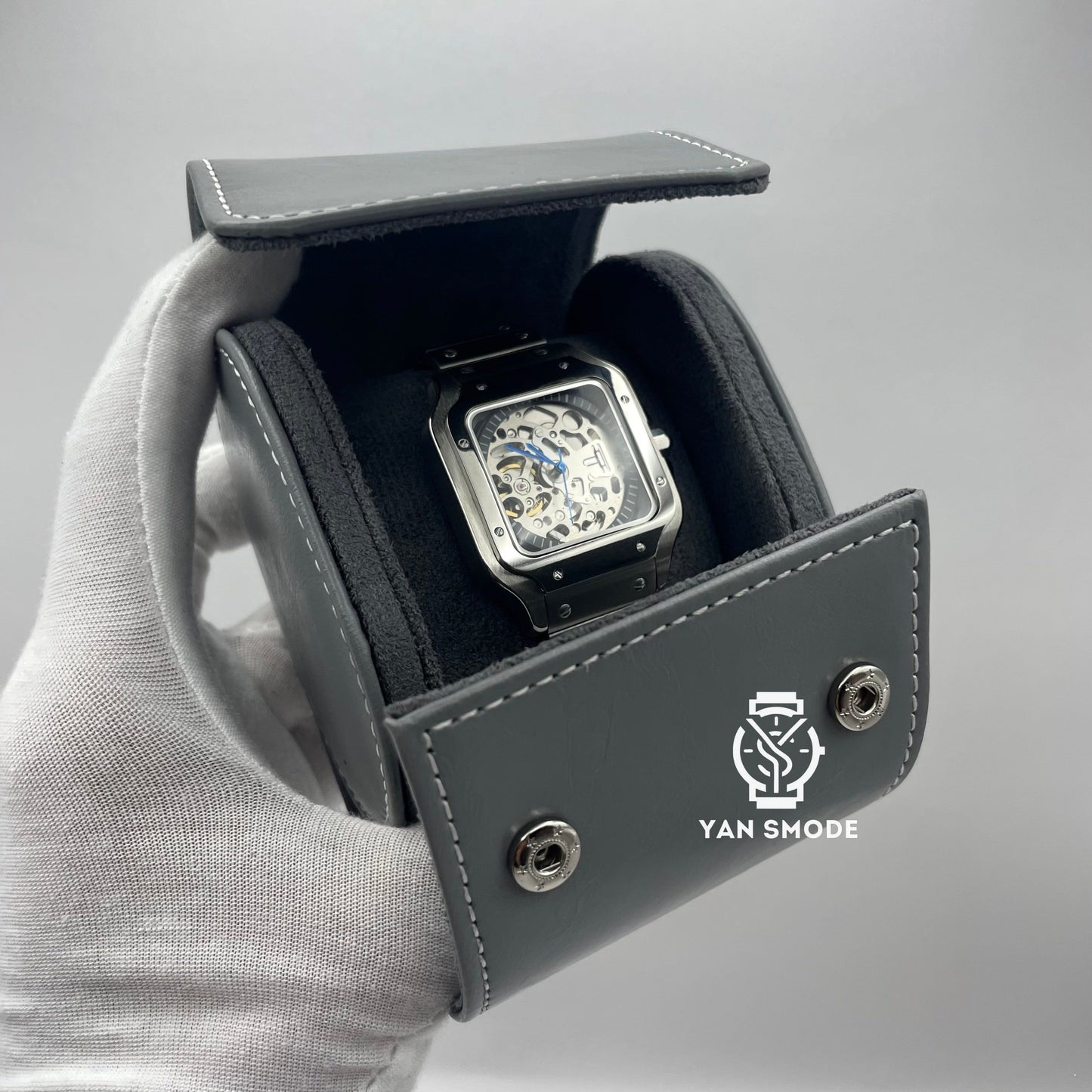 Boite Cuir Gris Deux Ouvertures - Yan Smode