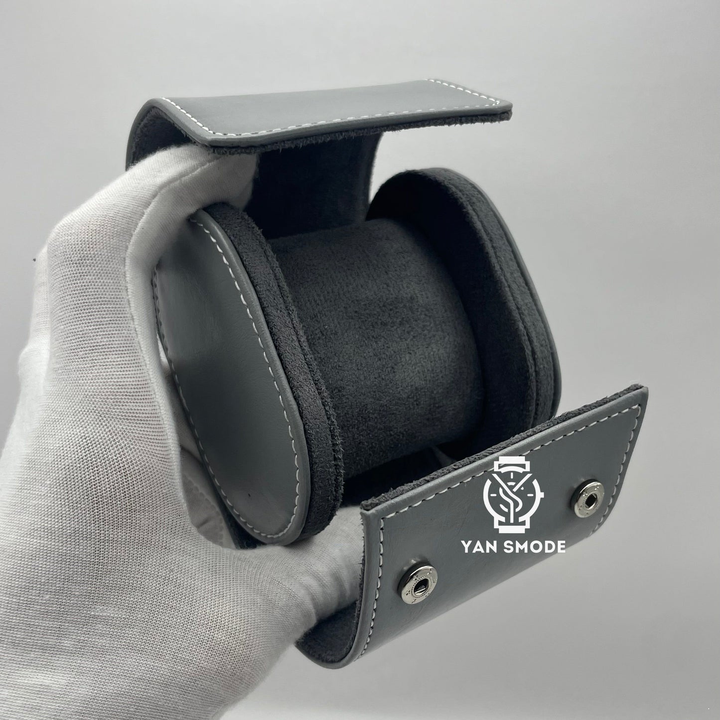 Boite Cuir Gris Deux Ouvertures - Yan Smode