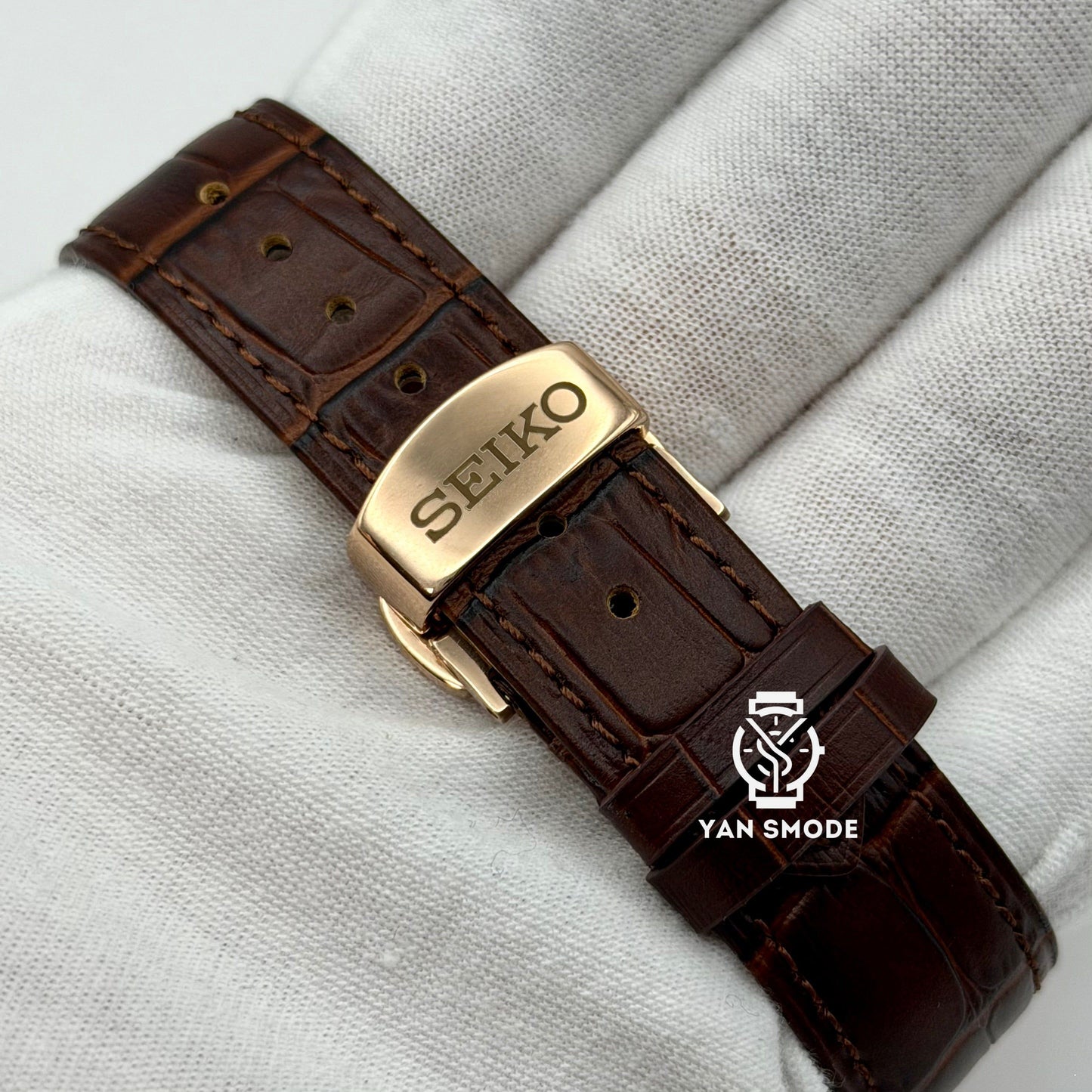 Nautilus Or Rose Caramel Ouverte Cuir Marron