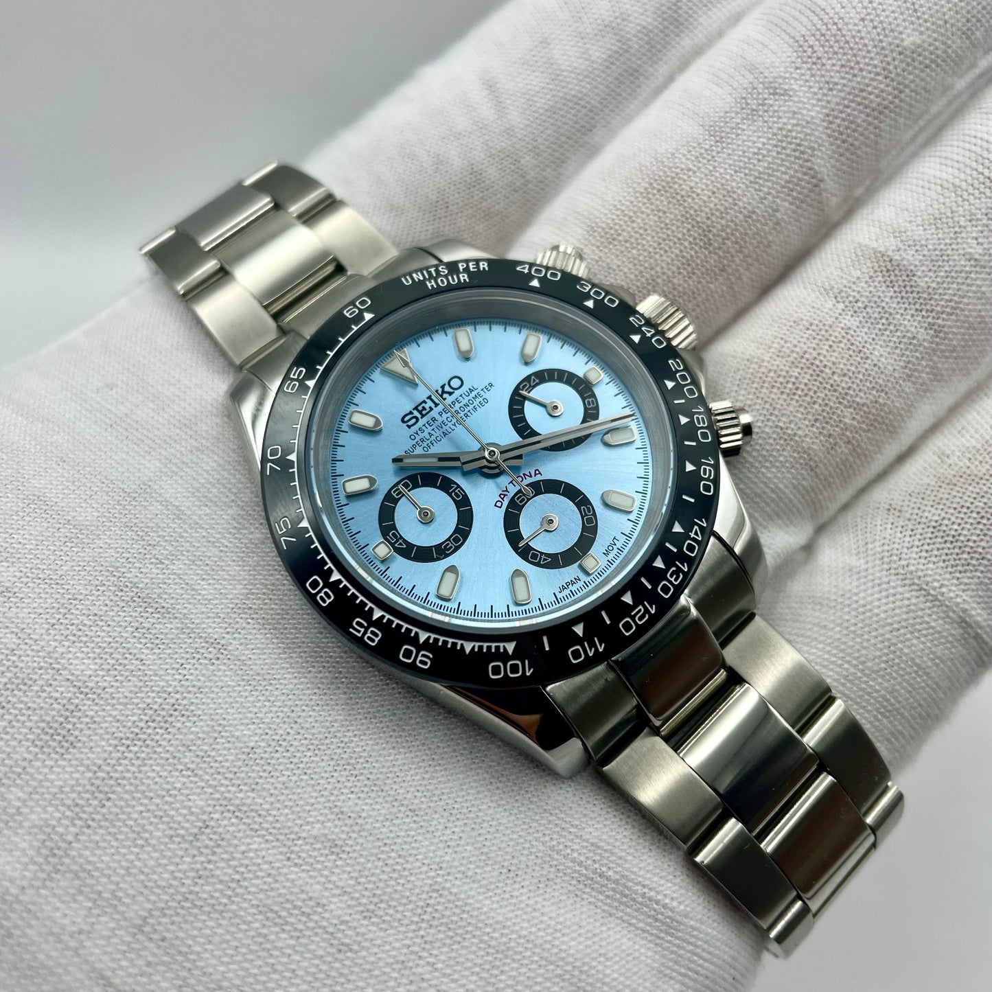 Seiko Mod Daytona Bleu Clair