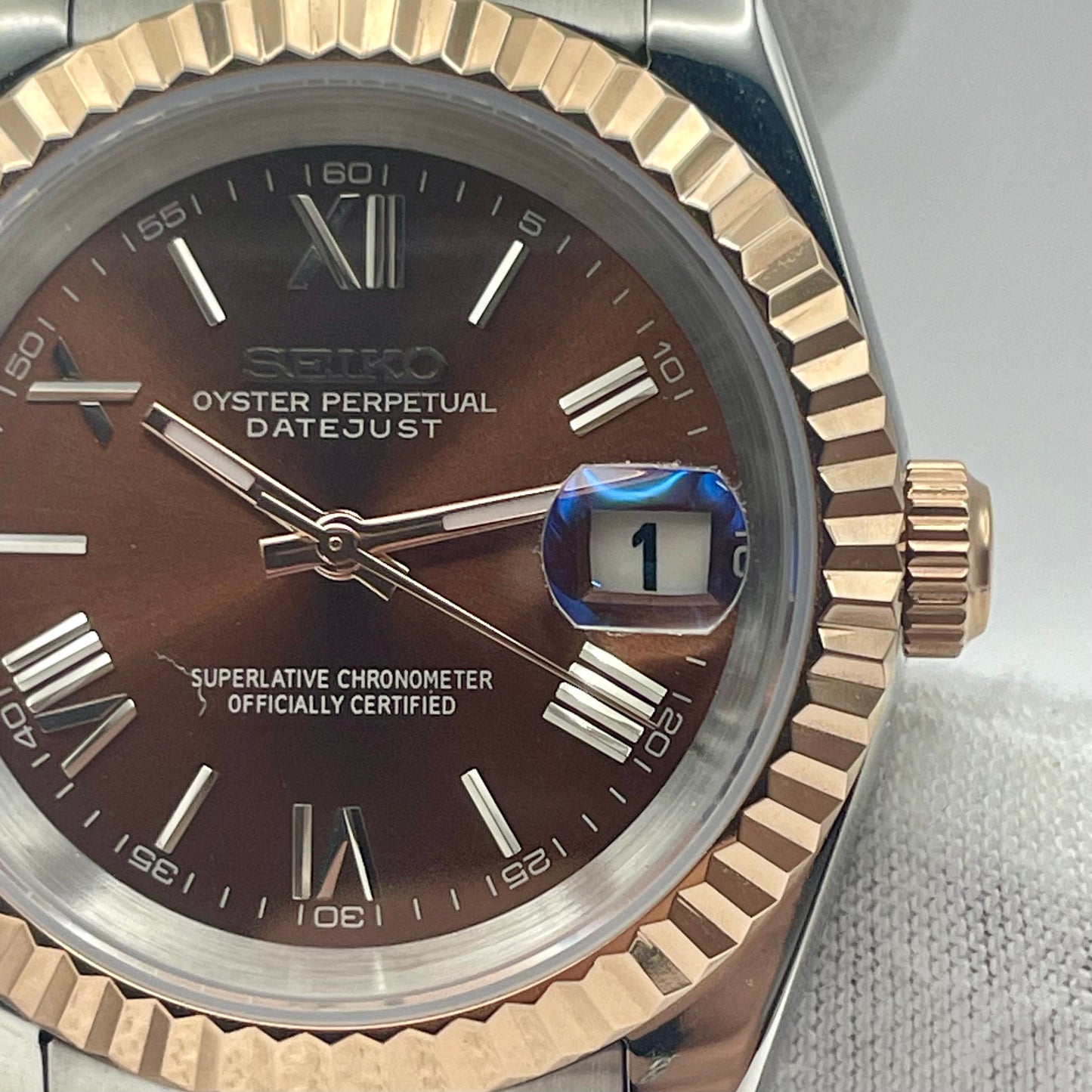 Seiko Mod Date Just Marron Or Rose