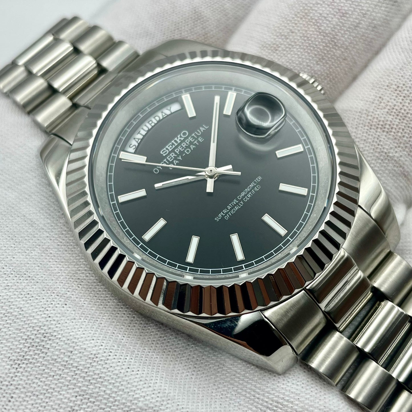 SeikoMod DateJust Arabic Dial Light Blue