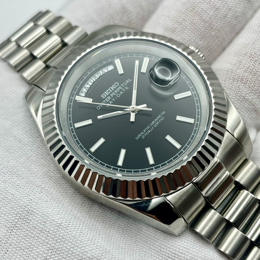 SeikoMod DateJust Arabic Dial Light Blue