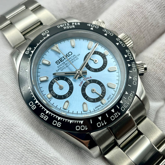 Seiko Mod Daytona Bleu Clair