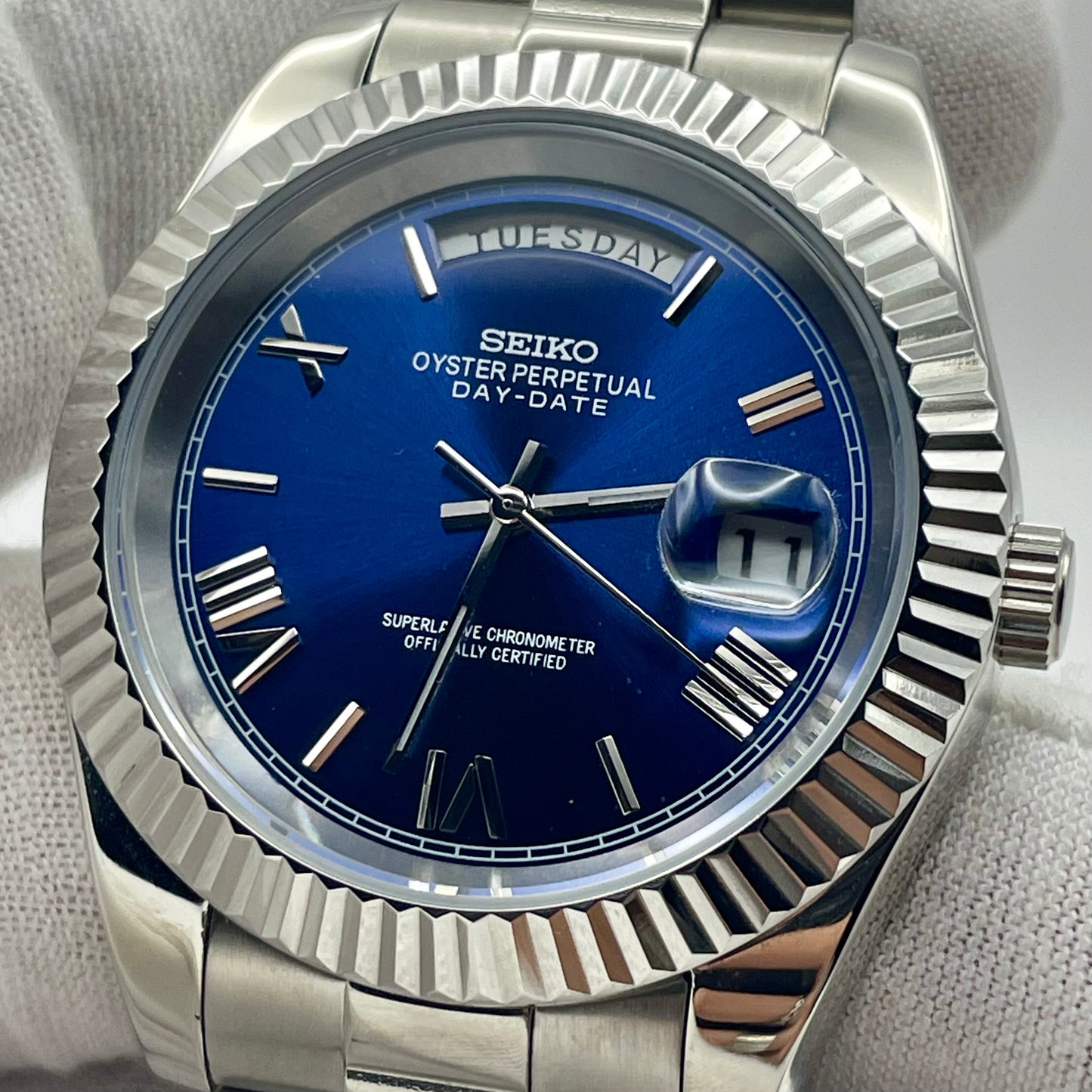 SeikoMod DateJust Arabic Dial Light Blue