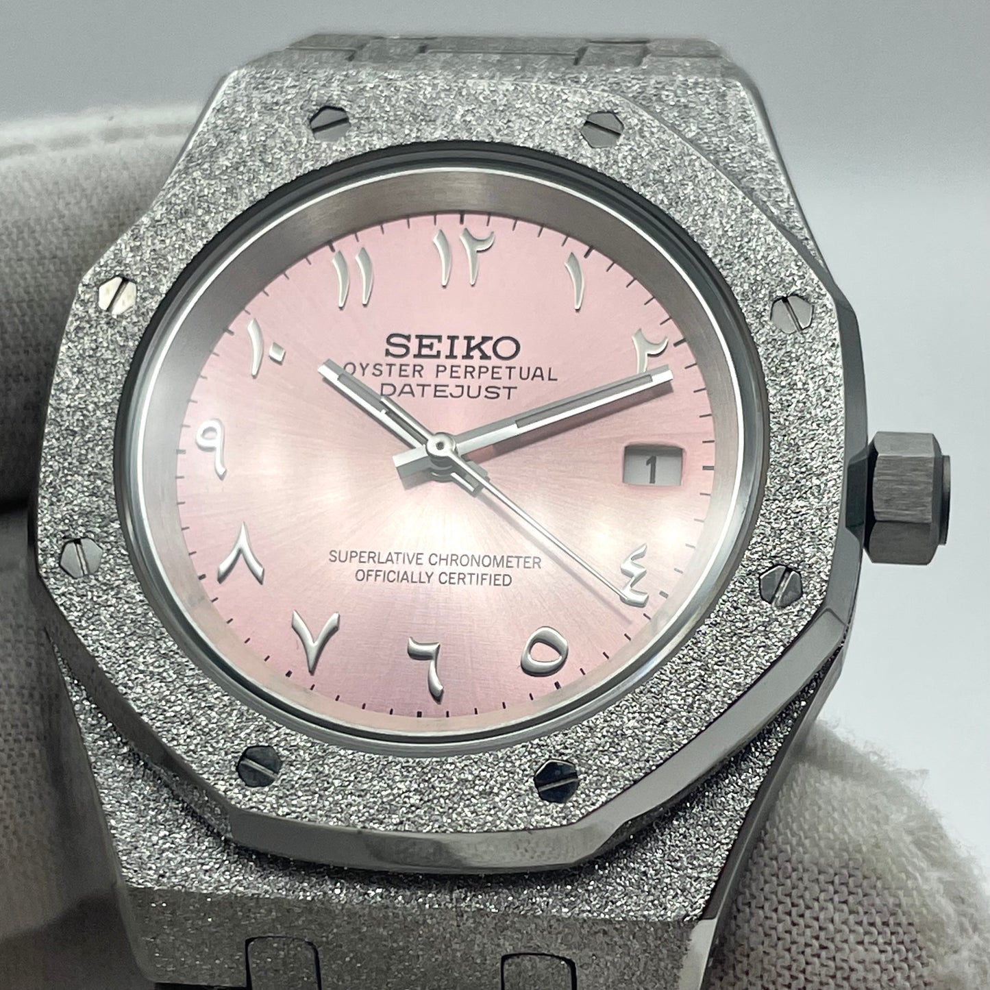 Seiko Mod Royal Oak Brillante Arabic Dial Rose