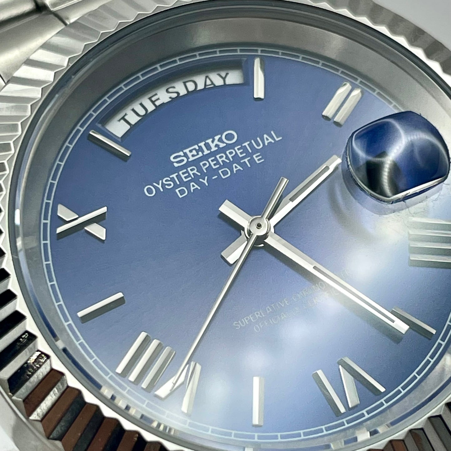 SeikoMod DateJust Arabic Dial Light Blue