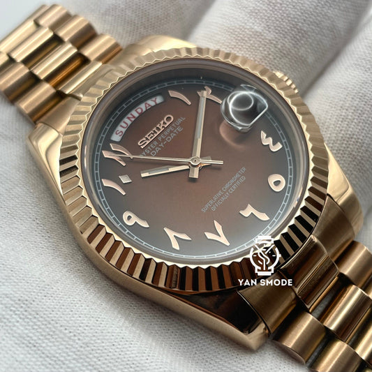 Day Date Or Rose Arabic Dial Caramel