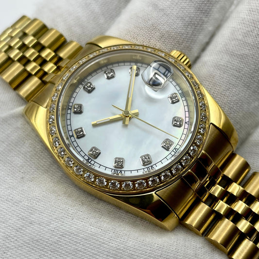 Date Just Yellow Gold Decorated with Diamonds 