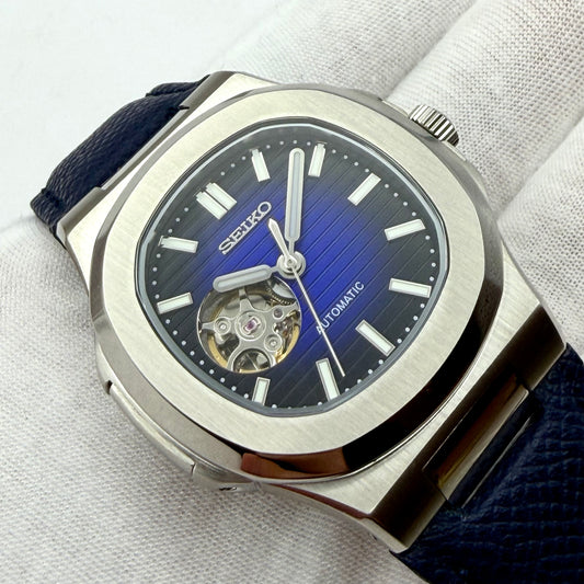 Nautilus Bleu Nuit Ouverte Cuir Bleu