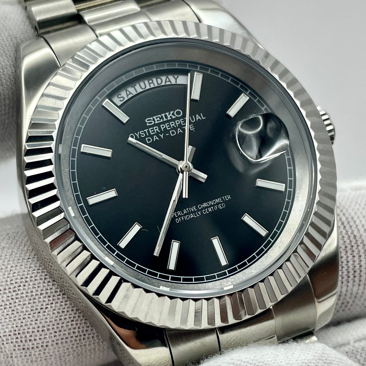 SeikoMod DateJust Arabic Dial Light Blue