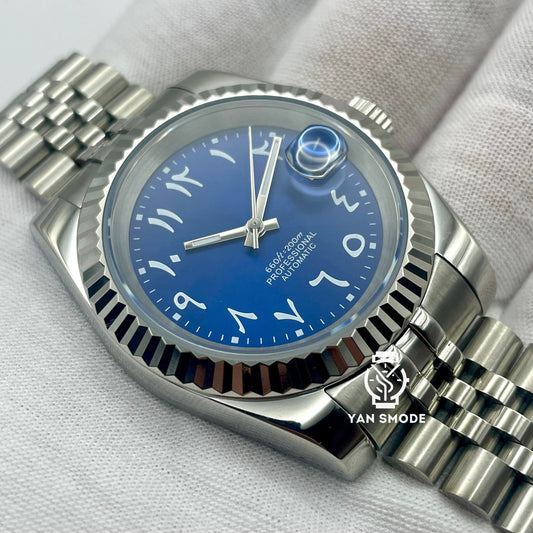 Arabic Dial Blue White Numbers