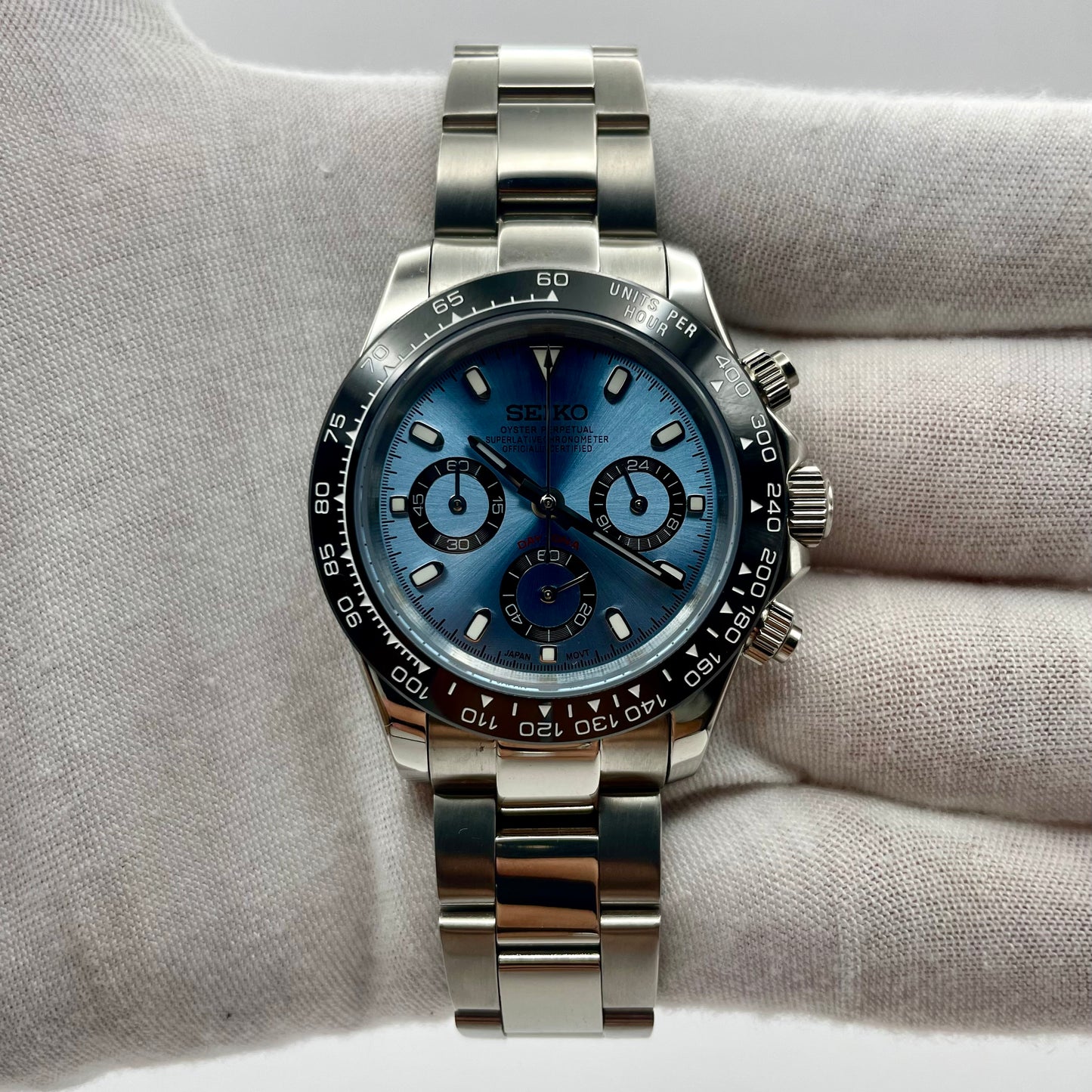 Seiko Mod Daytona Bleu Clair