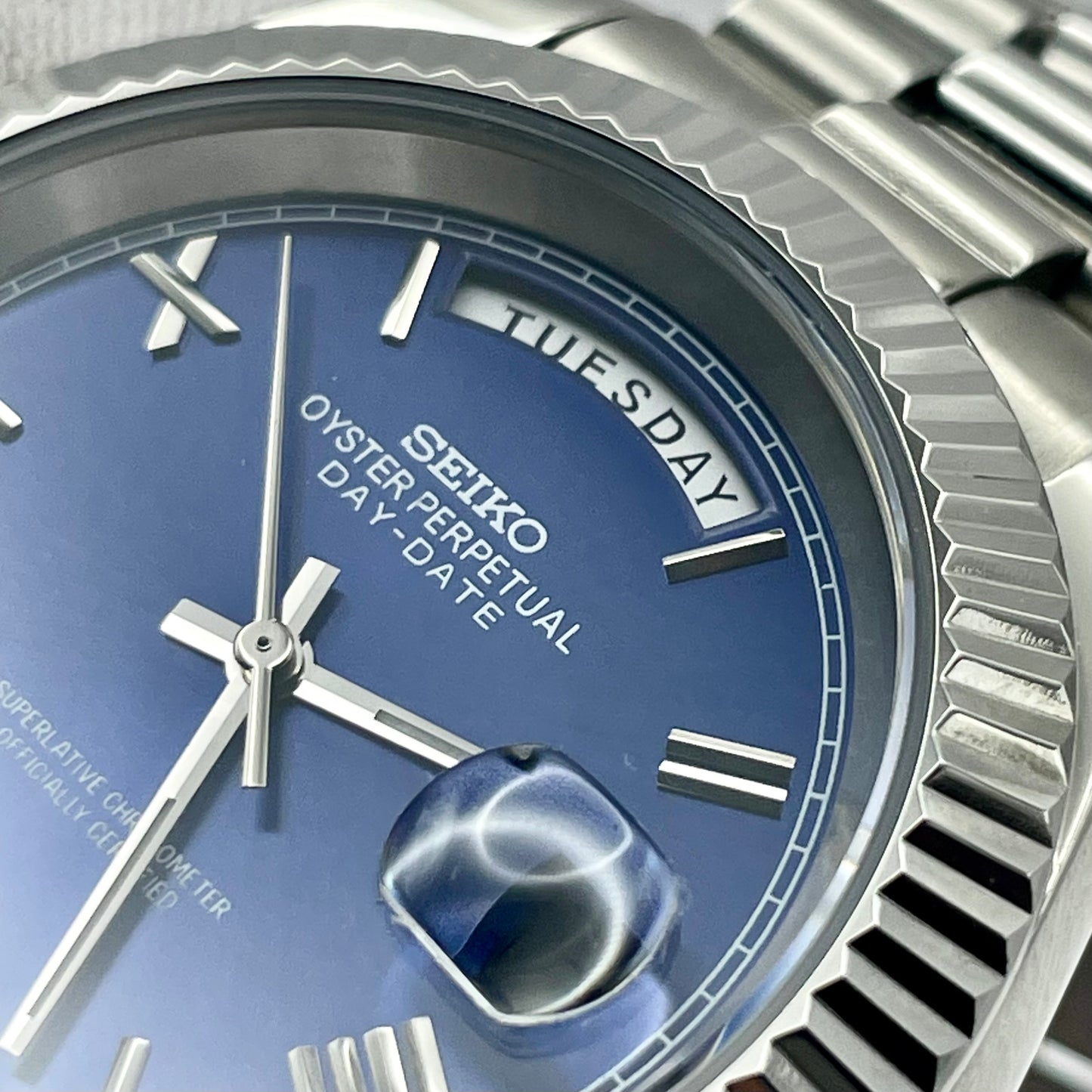 SeikoMod DateJust Arabic Dial Light Blue