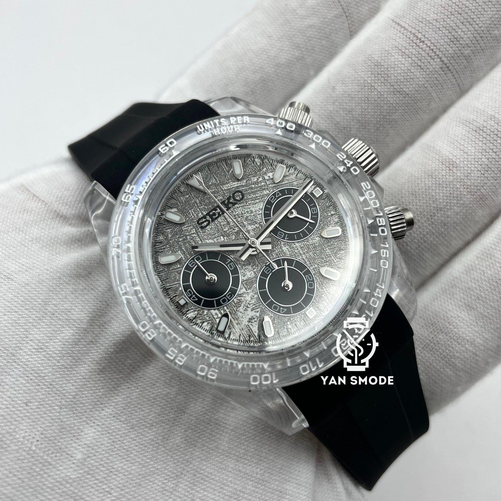 Seiko Mod Custom Watch Daytona Light Blue, Quartz Chronograph