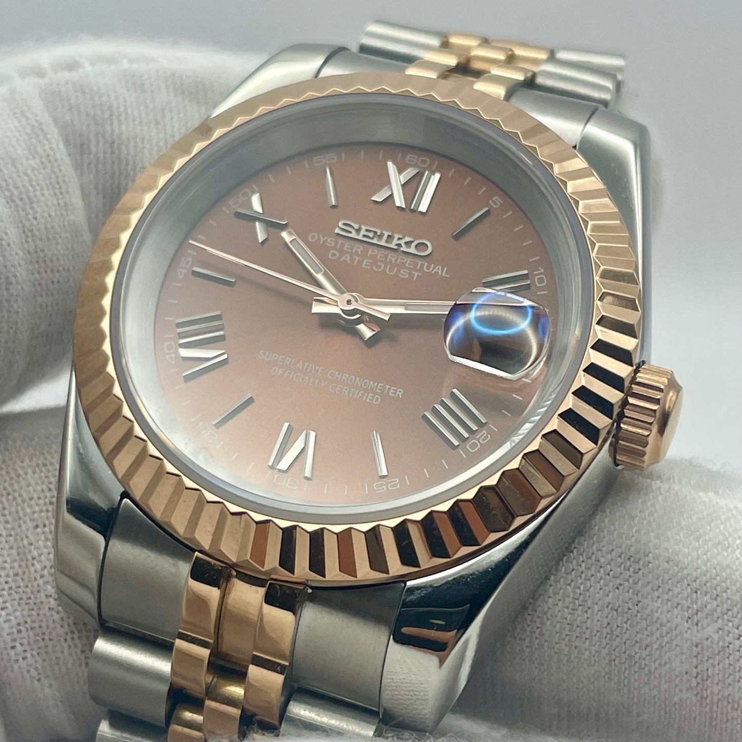 Seiko Mod Date Just Marron Or Rose