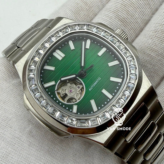 Nauris Verte Ouverte Orné de Diamants