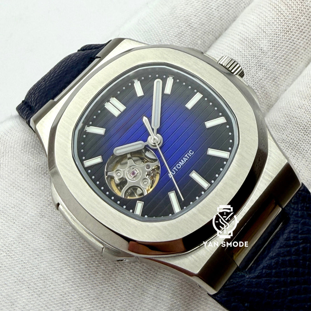 Nauris Bleu Nuit Ouverte Cuir Bleu